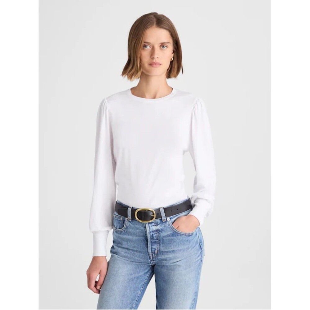 Madewell NWT Smocked Long Sleeve Top in Soft Slub Cotton Casual Business Chic